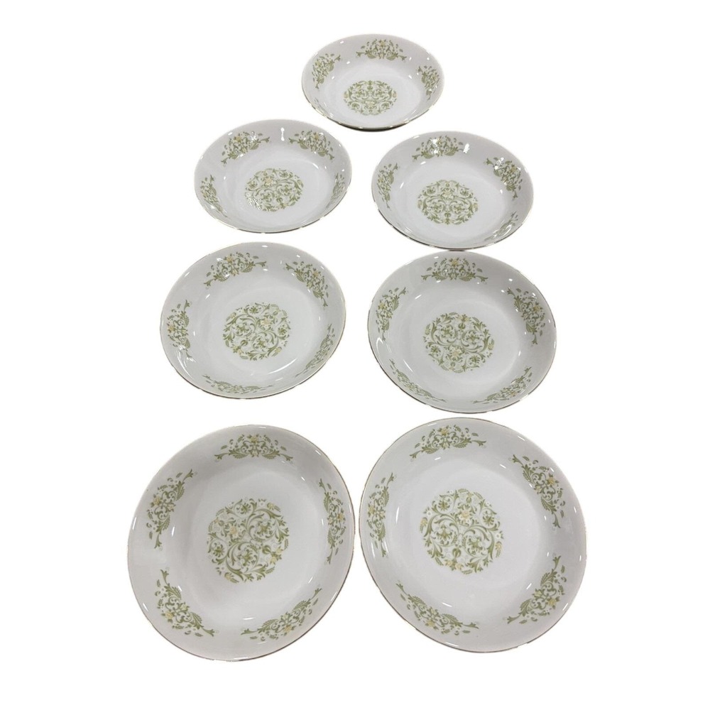 Cotillion by International China Golden Scroll 7 Soup Bowls 7.5" elegant dishes